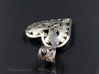 PA573 Pendentif Tibétain Argent Massif Coeur