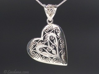 PA576 Pendentif Tibétain Argent Massif Coeur