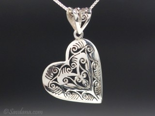 PA576 Pendentif Tibétain Argent Massif Coeur