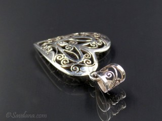 PA576 Pendentif Tibétain Argent Massif Coeur