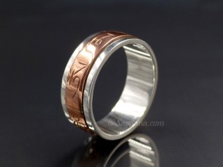 BA302 Bague Argent Massif et Cuivre Mantra