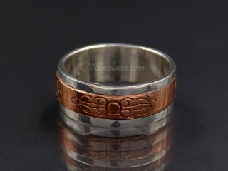 BA302 Bague Argent Massif et Cuivre Mantra