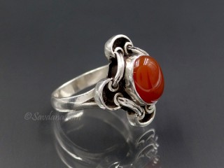 BA313 Bague Argent Massif Onyx. Taille 52