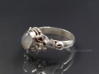 BA315 Bague Argent Massif Quartz. Taille 55