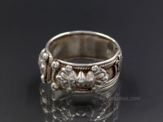 BA325 Bague Tibétaine Bouddhiste Argent Massif Mantra Dorje