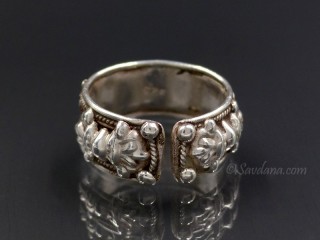 BA325 Bague Tibétaine Bouddhiste Argent Massif Mantra Dorje