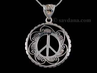 PA390 Pendentif Argent Massif Symbole de la Paix