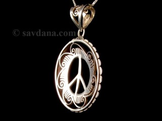 PA390 Pendentif Argent Massif Symbole de la Paix