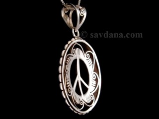 PA390 Pendentif Argent Massif Symbole de la Paix