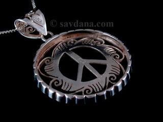 PA390 Pendentif Argent Massif Symbole de la Paix