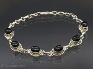 BrA62 Bracelet Argent Massif Onyx