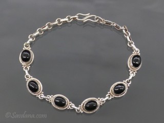 BrA62 Bracelet Argent Massif Onyx