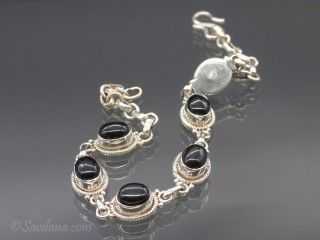 BrA62 Bracelet Argent Massif Onyx