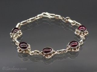 BrA92 Bracelet Argent Massif Grenat