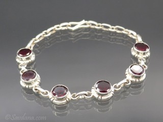 BrA107 Bracelet Argent Massif Grenat