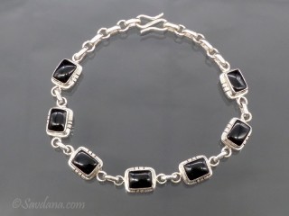BrA108 Bracelet Argent Massif Onyx
