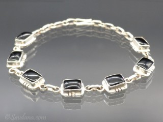 BrA108 Bracelet Argent Massif Onyx