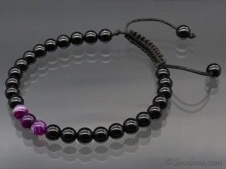 BrMala397 Bracelet Mala Onyx Agate. 21 cm