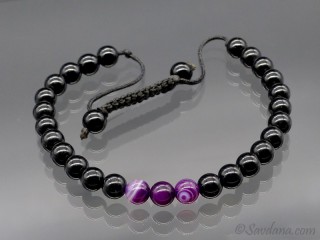 BrMala397 Bracelet Mala Onyx Agate. 21 cm